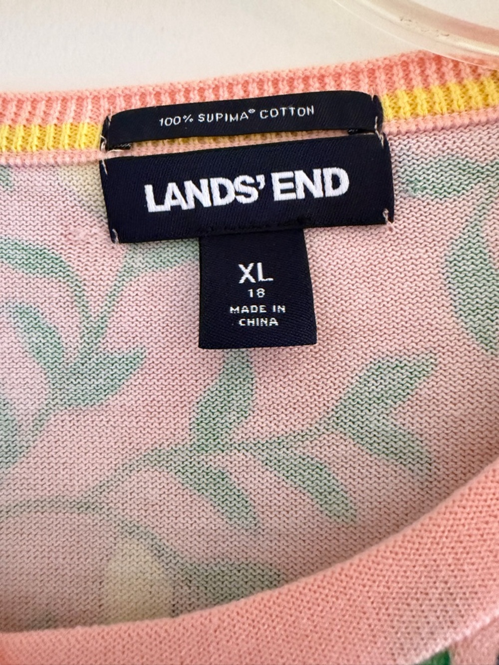 Lands' End Pastel Pink Lemon-Leaf Cardigan - Picture 3 of 3